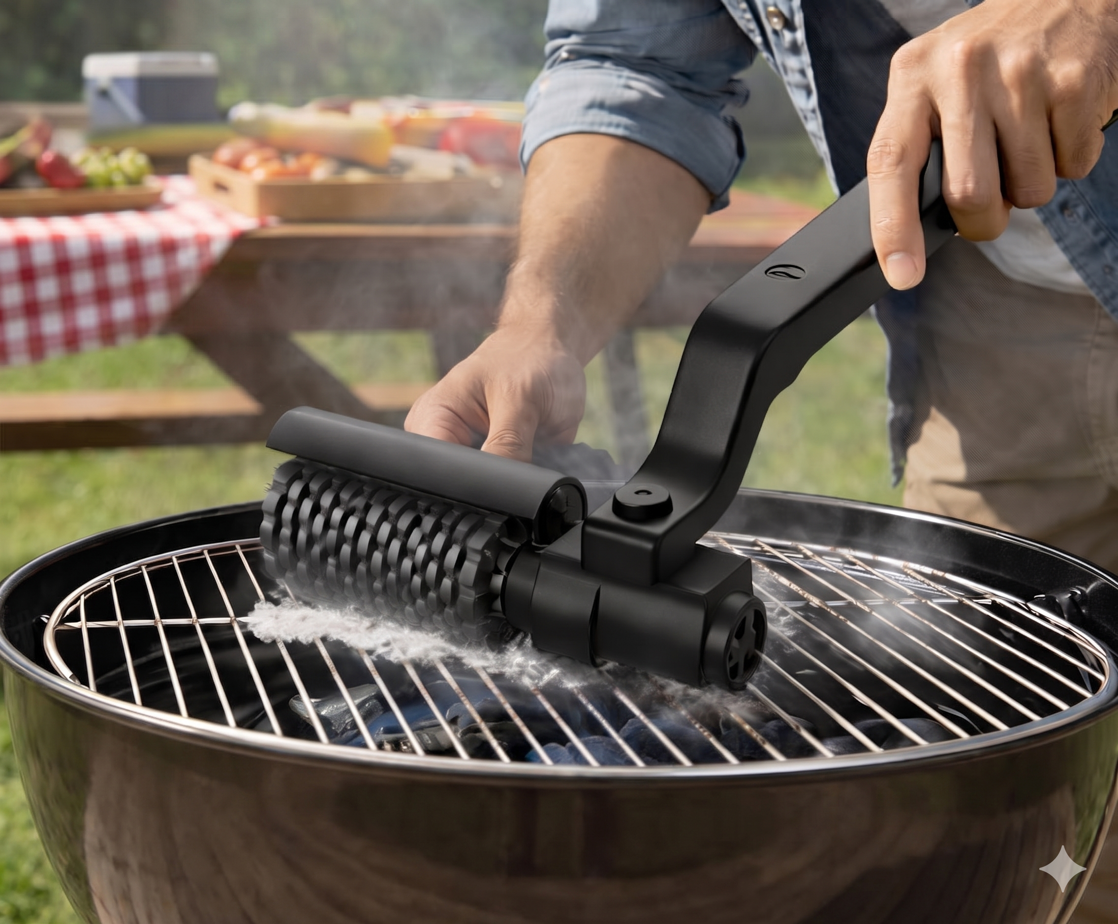 Prepare VultraGrill electric BBQ cleaning brush before cleaning